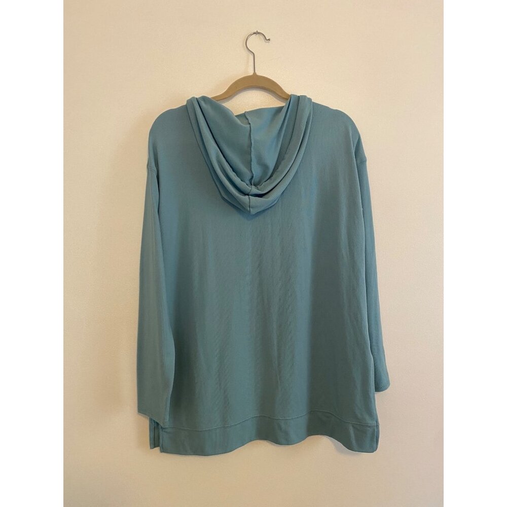LulaRoe Light Blue Women’s Long Sleeve Hooded V-Neck Tunic Knit Top Size L - Picture 4 of 4